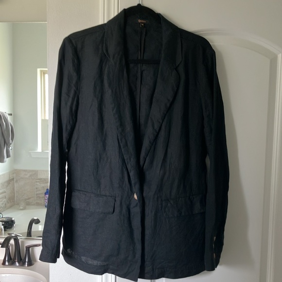 Quince European Linen Blazer Black - Picture 4 of 8